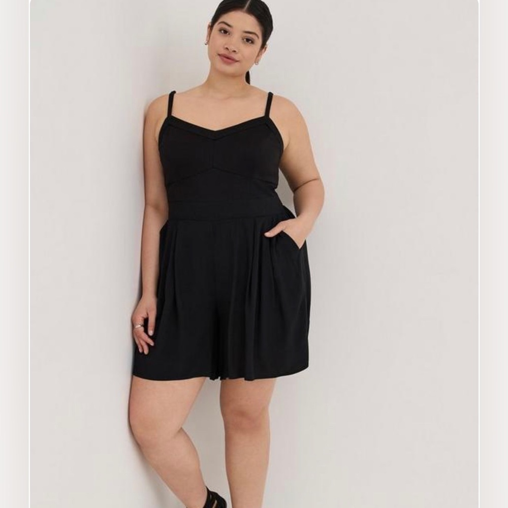 Black Ponte Bustier Romper